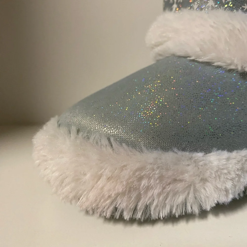 Disney Frozen 2 Slippers Faux Fur Boots Ana Elsa House Shoes Toddler Girl M 7/8